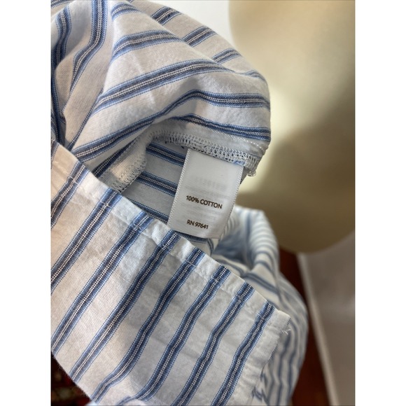 New Plus J.Jill Blue White Stripe Cotton Button-front Collared Shirt‎ 1X - Picture 10 of 10